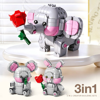 Vente en gros de blocs de construction miniatures transformables 3 en 1, jouet en briques panda, éléphant, girafe, cadeau éducatif pour enfants, assemblage DIY