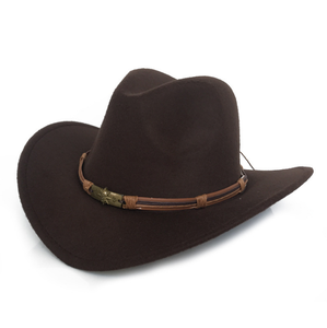 Automne et hiver Polyester feutre Jazz chapeau métal hommes Pirate ceinture <span class=keywords><strong>Cowboy</strong></span> roulé Western <span class=keywords><strong>Cowboy</strong></span> chapeau - Product Image 4