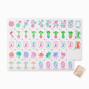 Fichas de Mahjong Perladas para 4 Jugadores, Impresión UV en Acrílico, Diseño Americano Personalizado con Mandalas Florales y Logotipo Personalizado - Product Image 4