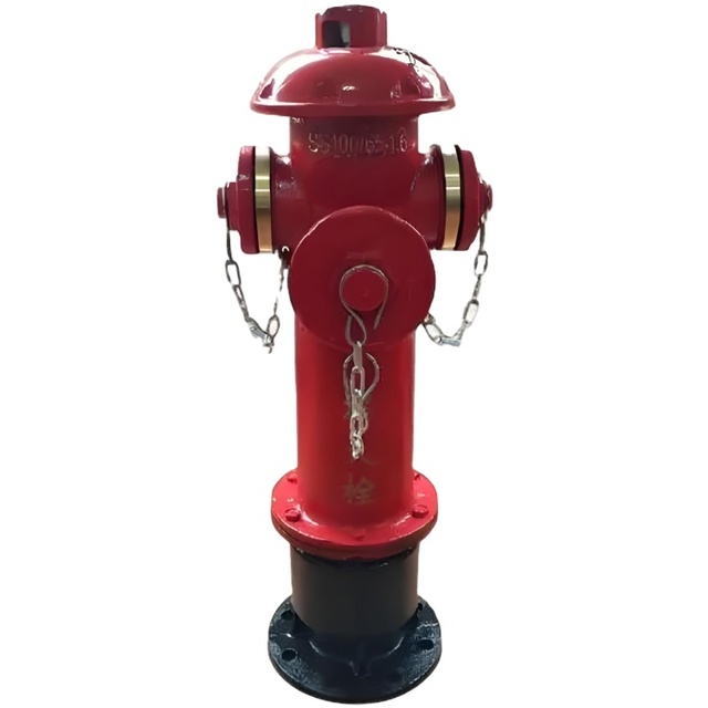 Gost Wet Barrel Cast Iron Fire Hydrant Set with Valve Red Polished Chrome Finish DN50/DN65