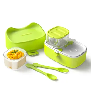 New Best Selling Cat Head Lunch Box Set Airtight Plastic Food Storage Container Korean Bento for School Picnics Travel