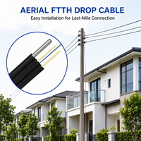Stok Tersedia GJYXFCH Kabel Drop Outdoor Self-Supporting 2 Core SM G657A2 PE Kabel Serat Optik dengan Steel Messenger Express