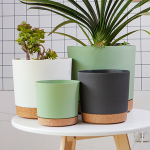 Vaso de plantas redondo autoaeração, reservatório alto de drenagem para planta decorativa moderna com furo de drenagem e molhador