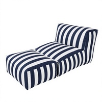 Gestreifter Outdoor-Sitzsack-Sofa-Schlafsessel, wasserdichter gepolsterter Loungesessel mit Ottoman für Pool und Terrasse