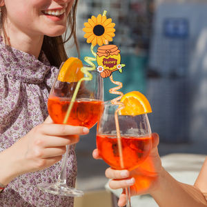 Paille de fête LAIMAI réutilisable en PETG de qualité alimentaire, motif de dessin animé à la mode, motif en spirale de miel d'abeille, cadeau de fête d'<span class=keywords><strong>anniversaire</strong></span>, jeu - Product Image 5