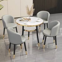 Ensemble table et chaises à 4 places en bois pour restaurant nordique, café, tables rondes XY pour événements, fêtes, pieds de table en métal