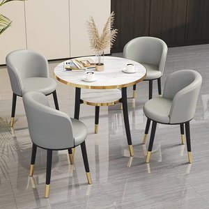 Mesas Redondas XY para Eventos, Patas de Metal, Tablero de Madera, Juego de <span class=keywords><strong>Mesa</strong></span> y Sillas para 4 Personas, para Restaurante o Cafetería de Estilo Nórdico - Product Image 2