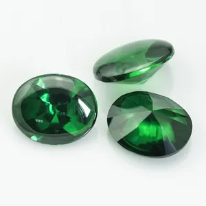 Verde sintético joya para joyería de piedras preciosas sueltas 10*12mm cubic zirconia piedra Esmeralda