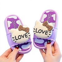 Sandales à glissière pour enfants, motif chat mignon, antidérapantes, semelle souple, pour l'été, la plage et la maison, pour filles et garçons