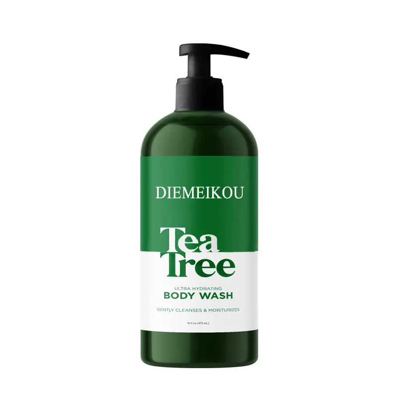 Özel etiket kokulu çay ağacı doğal nemlendirici marka vücut yıkama zerdeçal cilt aydınlatma duş jeli