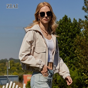Haute qualité nouvelle <span class=keywords><strong>femme</strong></span> Ins couleur unie manteau <span class=keywords><strong>court</strong></span> poche revers décontracté mode tendance recadrée couche de finition - Product Image 5