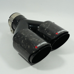Embouts d'échappement de voiture double FAIZJUNBEN, finition brillante, fibre de carbone noire forgée, embout d'échappement de type Y, directement du fabricant - Product Image 1