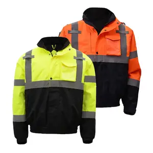 ขายร้อน Hi Vis เสื้อแจ็คเก็ตฤดูหนาวเพื่อความปลอดภัยในการก่อสร้างสะท้อนแสง