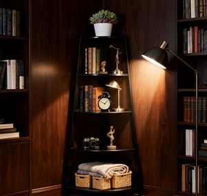 독립형 나무 코너 스토리지 랙, 장식 코너 스탠드 선반 - Product Image 3