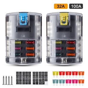 Cnspeed 6 Way Fuse <b>Box</b> 32A 100A With Blue And Yellow <b>Locks</b> For Cars And Rvs - Product Image 1