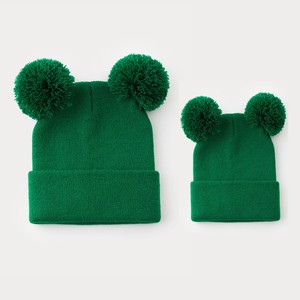 <span class=keywords><strong>Bonnet</strong></span> en tricot assorti parent-enfant avec double pompon, <span class=keywords><strong>bonnet</strong></span> chaud d'hiver pour maman et enfant - Product Image 4