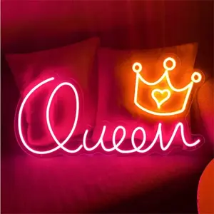 GOLDMORE1 도매 일본 오픈 레드 RGB 변경 색상 대형 표지판 유연한 여왕 왕관 네온 led 사인 판매