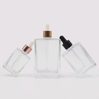 Flacons cosmétiques compte-gouttes transparents pour les yeux, en verre plat classique, 30 ml, 50 ml, 100 ml, diffuseur de roseaux noir