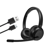 Casque téléphonique compact Qualcomm binaural intelligent supra-auriculaire USB BT 5.5, étanche IPX-3, à réduction de bruit pour le bureau