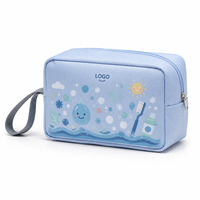 Sac de maquillage en nylon de haute qualité, grande capacité, avec sangle de poignet, imprimé de dessins animés mignons, trousse de toilette pour le rangement des cosmétiques