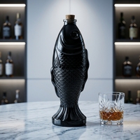 Bouteilles en verre en forme de poisson de 500 ml, bouteilles en verre de qualité supérieure pour les spiritueux, carafe en verre personnalisée pour le whisky, le brandy, la tequila, les spiritueux