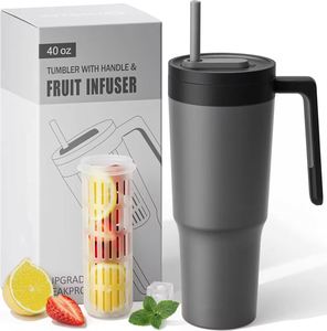 Vaso Térmico de 40oz con Asa y Pajita, Botella de Agua Reutilizable de Acero Inoxidable con Aislamiento al Vacío para el Hogar, Oficina o Coche, Libre de BPA - Product Image 6