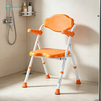 Chaise de douche pliable rembourrée en EVA, coussin doux, siège en forme de U avec accoudoirs et dossier réglable, tabouret de bain