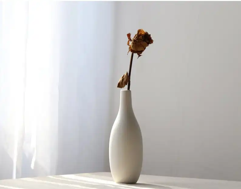 Florero alto de cerámica de estilo nórdico para decoración del hogar, florero moderno para restaurante y Escritorio