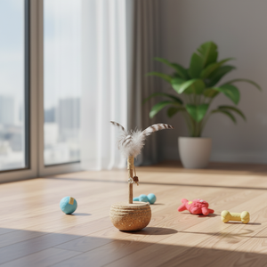 Giocattolo per Gatti in Sughero Naturale: Erba Gatta e <span class=keywords><strong>Silvervine</strong></span>, Bacchetta Auto-Raddrizzante per Caccia e Stimolazione Olfattiva - Product Image 3