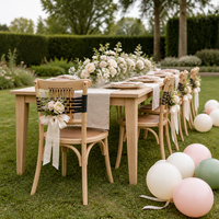 Chaise de jardin en bois massif MULIGNA avec dossier en toile tissée pour mariage en plein air, hôtel, terrasse, restaurant, café et bistrot