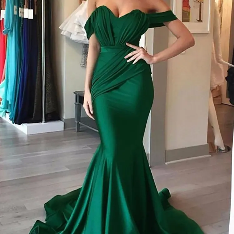 Spandex Mermaid Sleeveless Off the Shoulder Designer Long Gown Evening Dress Elegant Evening Gowns