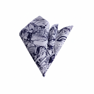 Foulard de bande dessinée imprimé blanc et bleu marine - Product Image 2