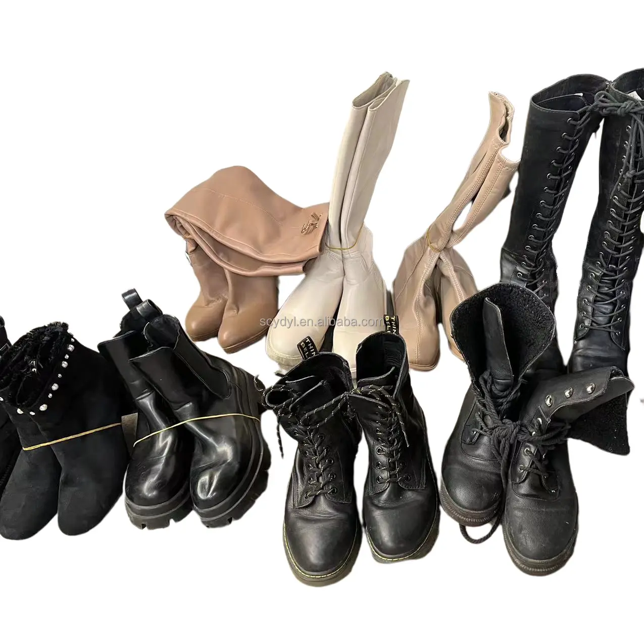 Italian fashion used boots for lady Low Price good quality leather martin boots women used shoes Second hand shoes