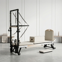Machine de Pilates Reformer Portable Demi-Tourneuse Professionnelle pour Studio, Cadre en Aluminium, Accessoires Complets, Yoga et Fitness Corporel