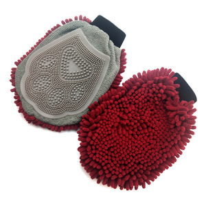 Thickened Chenille Silicone Pet Grooming Gloves Grey Burgundy Royal Blue <b>Dog</b> Hair Removal Brush Bath <b>Massage</b> Tool - Product Image 1