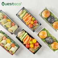 Boîtes à sandwich en papier kraft en gros avec couvercles transparents, emballages jetables anti-graisse pour hot-dogs et pâtisseries, pour la vente à emporter, les cafés et les fêtes