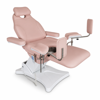 Fauteuil de soin esthétique électrique rose poudré avec repose-jambes, télécommande, inclinable et réglable en hauteur, pour examen gynécologique, salon et clinique