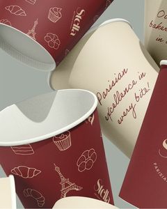 Tasses à café biodégradables en papier jetables personnalisées isolées en carton de recyclage à double paroi à emporter en gros - Product Image 2