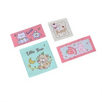 Étiquettes de vêtements en tissu polyester à motifs de dessins animés, patchs brodés colorés, lavables, imprimés en sérigraphie, en fil fin haute densité