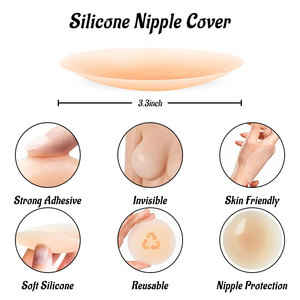 2024 personnaliser la boîte Stock ventes respirant sans couture hypoallergénique adhésif réutilisable lavable Silicone Gel TPU mamelon couverture - Product Image 4