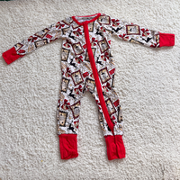 Romper Bayi Anak Unisex Rajutan Kain Kasual Musim Gugur Custom, Motif Barat Populer, Bahan Bambu 200-220gsm, Resleting Dua Arah