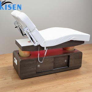 Kisen High End 4 Motors Electric Lift Beauty Bed With PU Leather LED Lighting <b>Adjustable</b> Back <b>Leg</b> Rest Optional Foot Control - Product Image 1