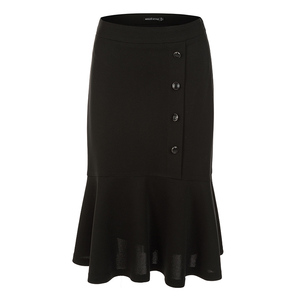 <span class=keywords><strong>Gonna</strong></span> a coda di pesce in tessuto traspirante tinta unita da donna primavera arruffata vita naturale pendolarismo Casual al ginocchio - Product Image 6