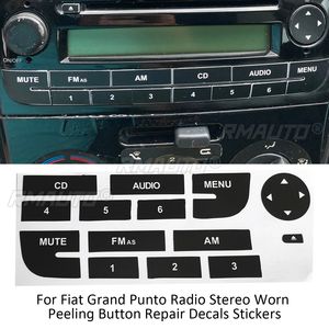 Nouvel autocollant de réparation pour boutons de radio de voiture Fiat Grand Punto, autocollants de réparation pour boutons usés et décollés de la radio stéréo, noir - Product Image 6