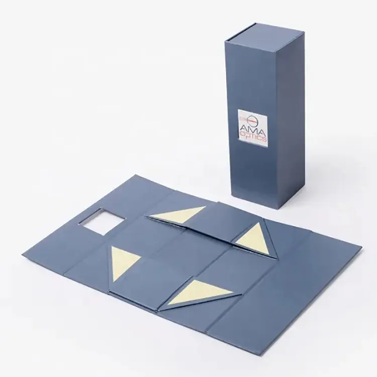 Mavi renk popüler yeni tasarım özelleştirilmiş yüksek kaliteli katlanır karton üreticisi hediye ambalaj kutusu Logo ile