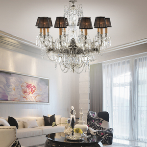 Italiano elegante Cristal 8 imperio claro plata antigua latón comedor candelabro - Product Image 2