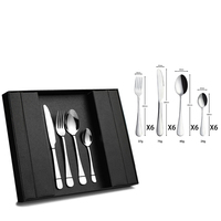 Ensemble de couverts en acier inoxydable avec logo personnalisé, cuillères et fourchettes dorées, coffret de 24 pièces, ensemble de couverts de luxe dorés pour mariage