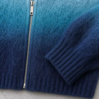Cardigan en maille mohair vintage pour homme, grande taille, zippé, à manches longues, motif géométrique, pull-manteau, tricot d'hiver, vente en gros, personnalisable