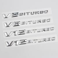 Emblème 3D ABS auto-adhésif à usage unique V8 V12 BITURBO pour ailes de voiture, accessoires C E S GLE, autocollant de modification de voiture, coffre arrière