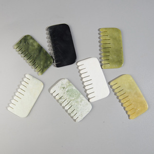 Strumento per <span class=keywords><strong>Massaggio</strong></span> Gua Sha, Pettine Guasha in Giada Xiuyan, Massaggiatore per <span class=keywords><strong>Testa</strong></span> in Pietra Naturale per Rilassamento e Crescita dei Capelli - Product Image 3